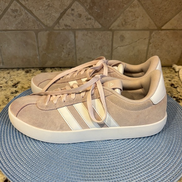 Adidas VL Court 3.0 Women's Pale Blush Pink Suede Sneakers - Picture 7 of 14